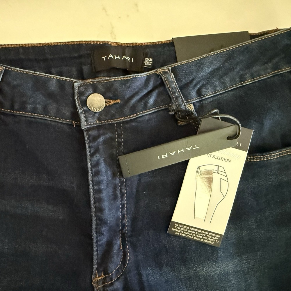 NWT Tahari Jeans Womens Sz 12 GIA Thigh Slimming Ankle Skinny Stretch Denim - Picture 7 of 14